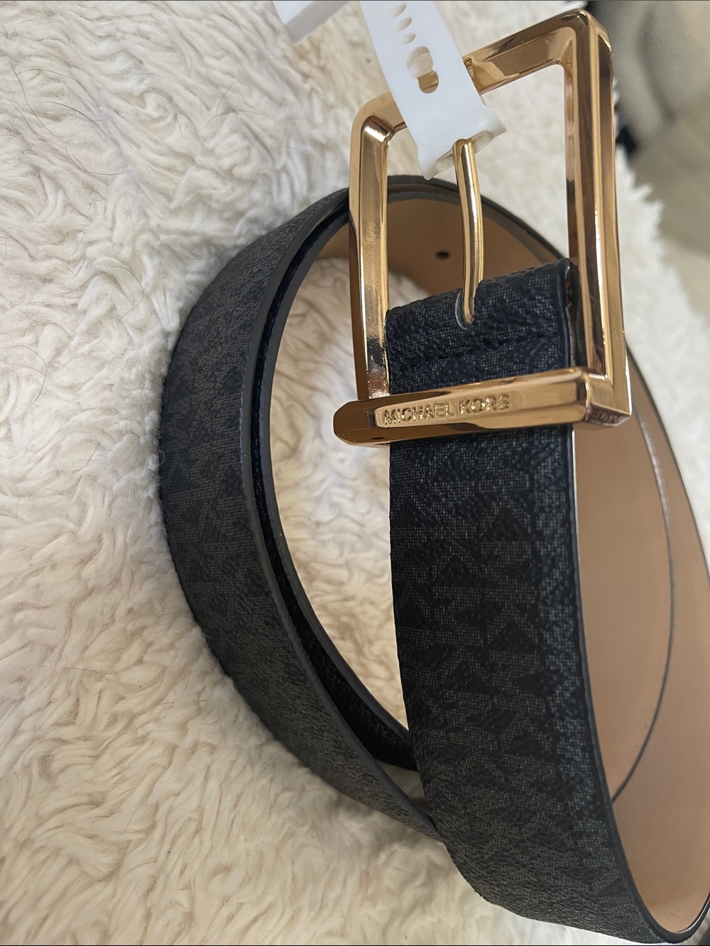 NEW MICHAEL KORS Belt Logo Black Leather MEDIUM